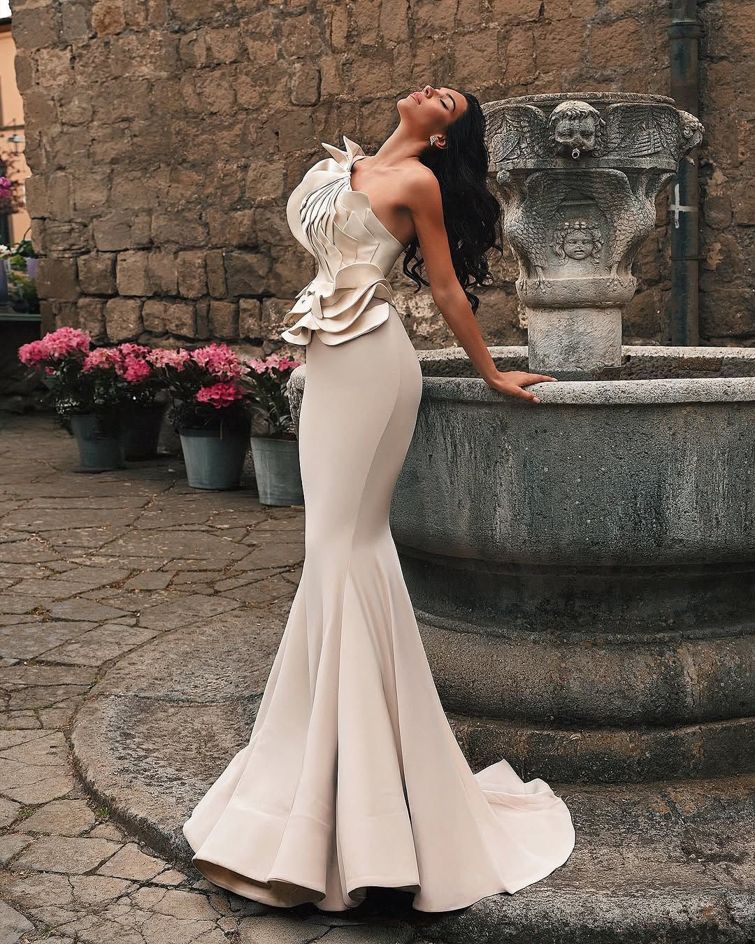 Elegant dress from the Haute Couture collection, exclusive design.