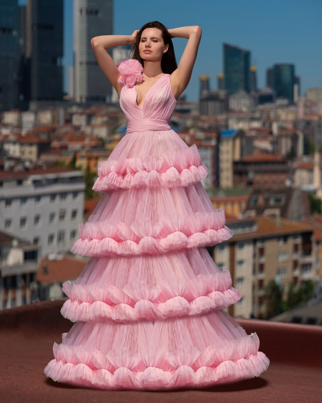 Elegant dress from the haute couture collection, exclusive design.