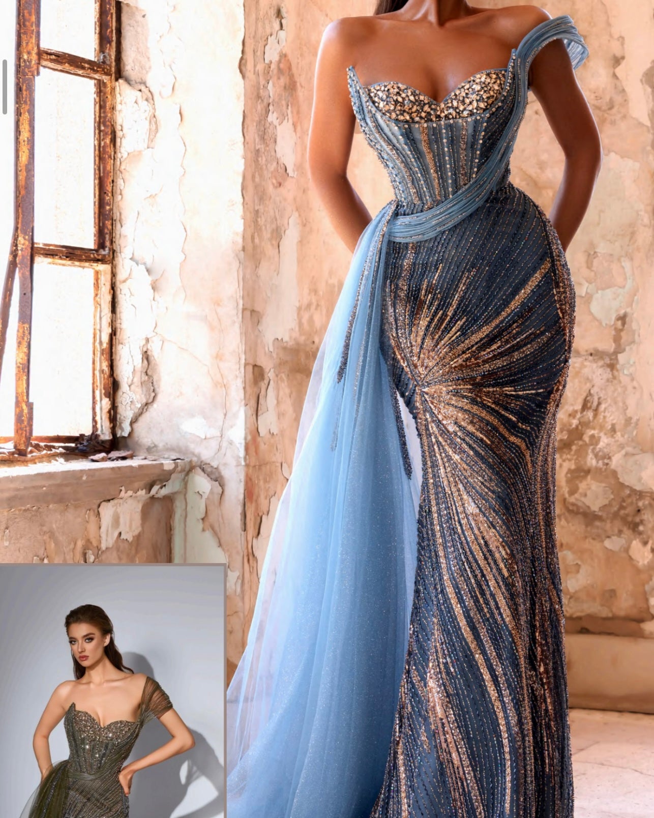 Luxury gold embroidered evening dress suitable for parties