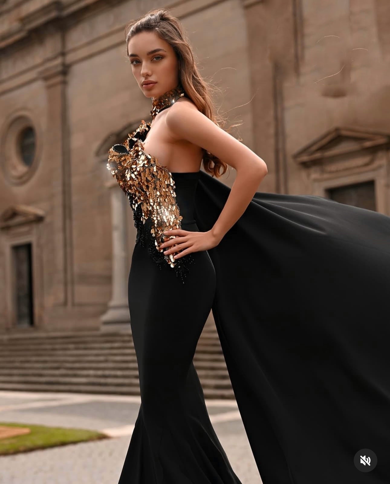 Elegant dress from the Haute Couture collection, exclusive design.
