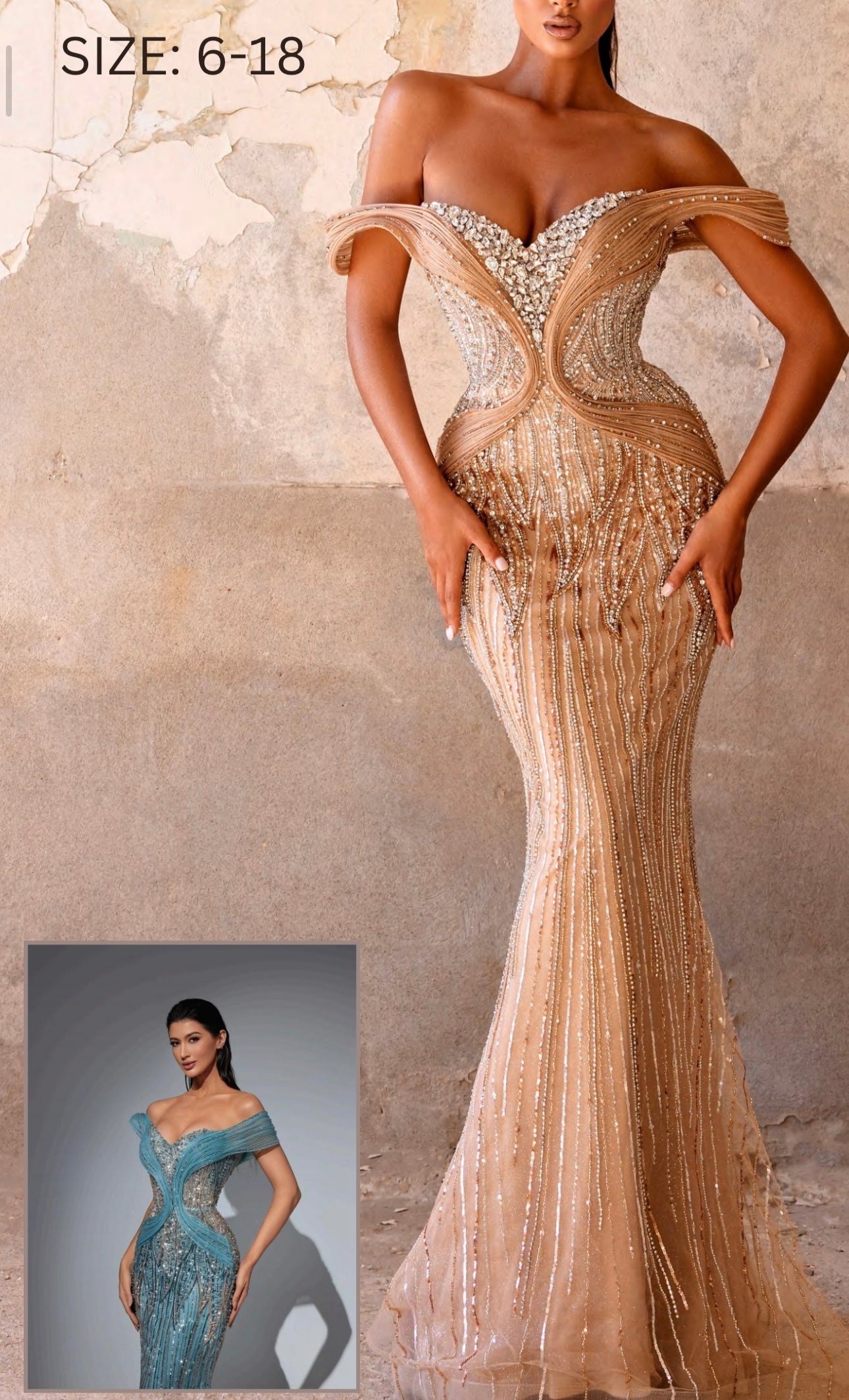Elegant off-shoulder dress with jeweled embroidery on the chest