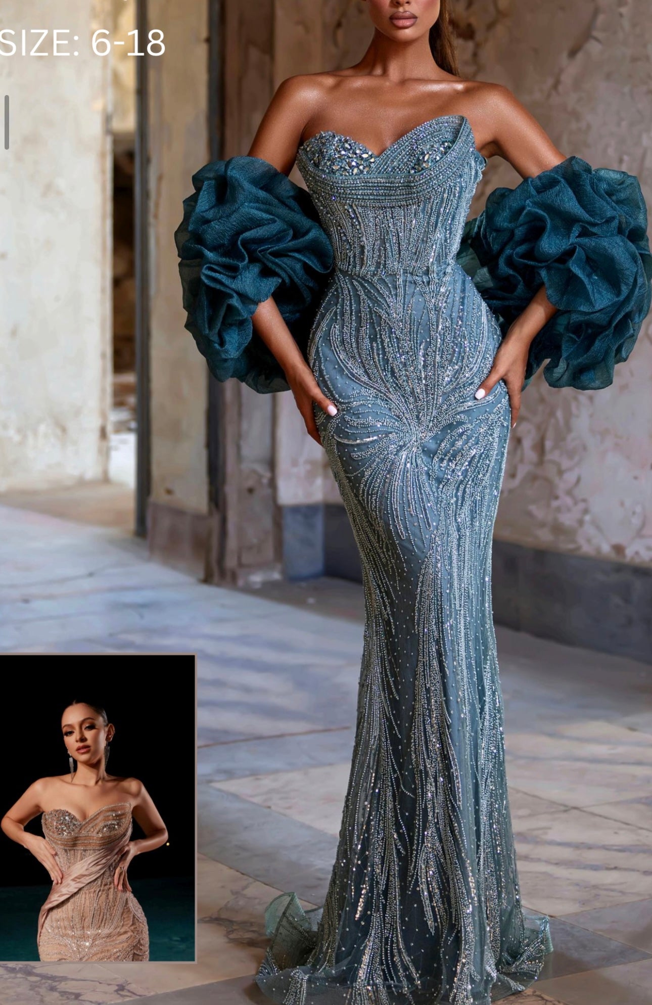 Off-Shoulder Dress with Bead Embroidery