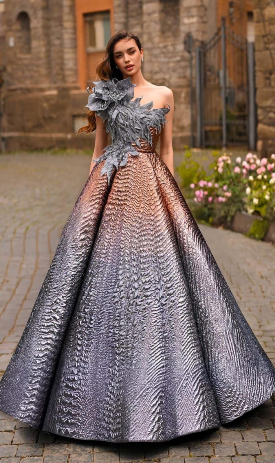 Elegant dress from the Haute Couture collection, exclusive design.
