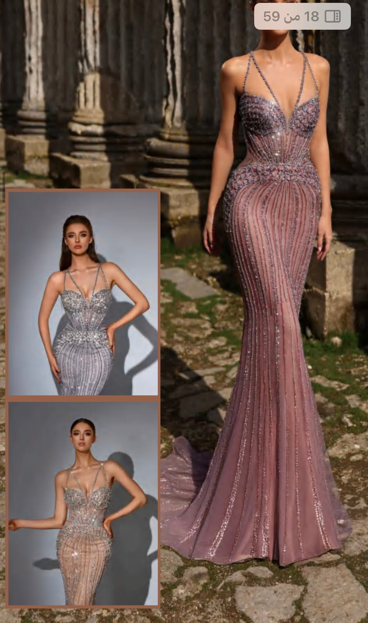 “Elegant and luxurious dress adorned with gemstones and crystals, featuring attractive colors.”