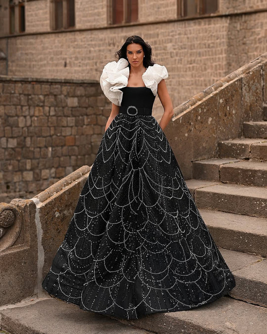 Elegant dress from the Haute Couture collection, exclusive design.