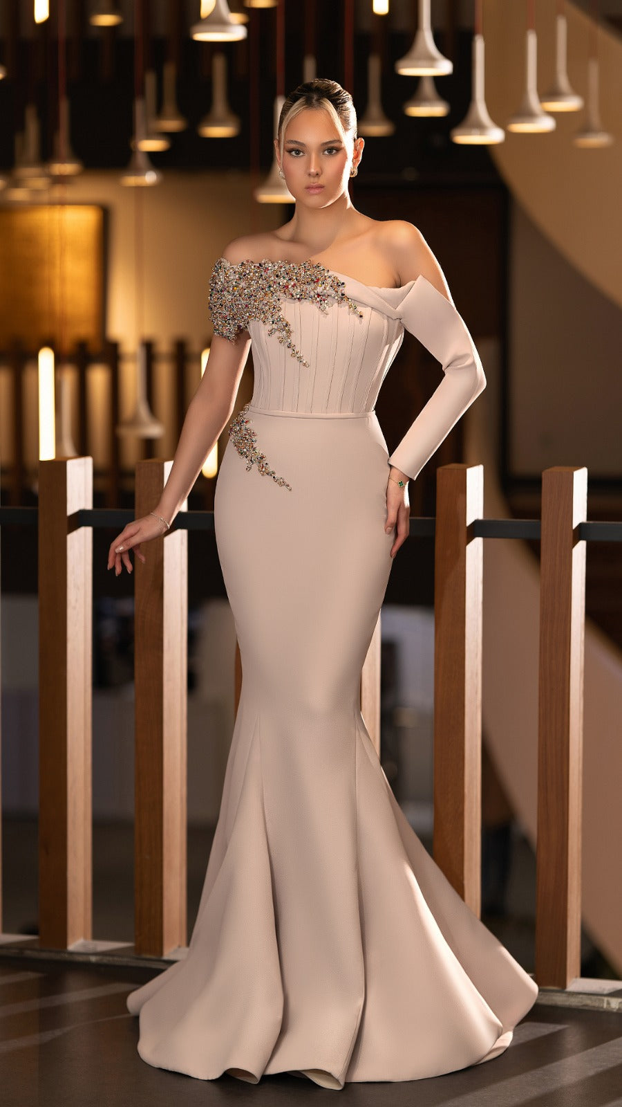 Elegant dress from the Haute Couture collection, exclusive design.
