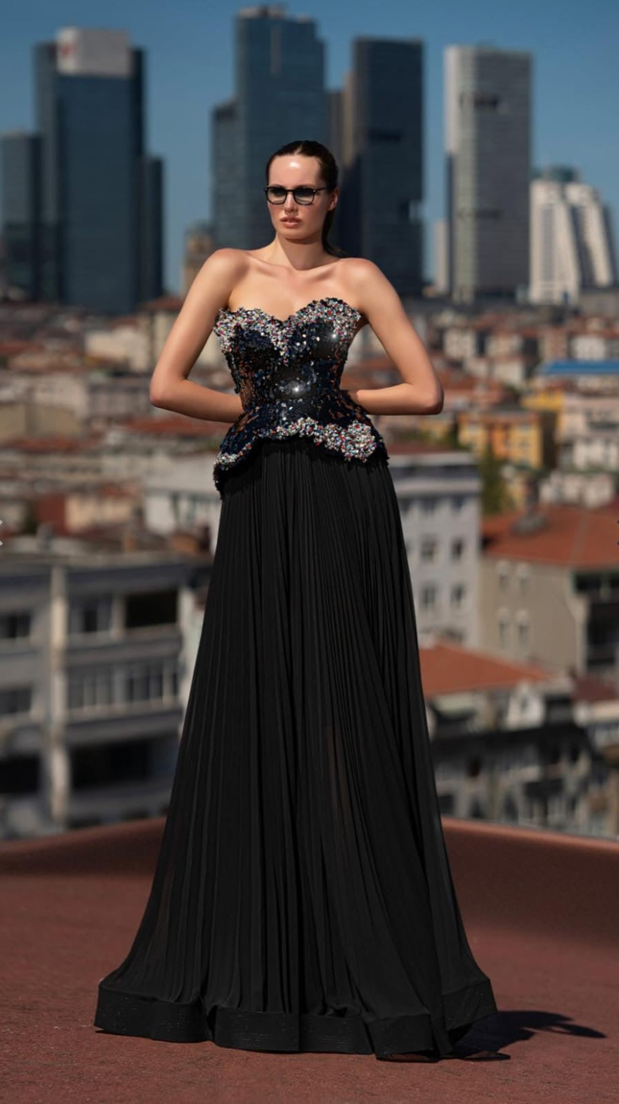 Elegant dress from the haute couture collection, exclusive design.